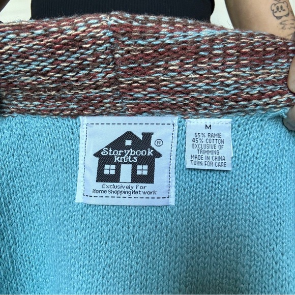 Vintage Storybook Knits Blue Sweater Medium - Picture 3 of 4
